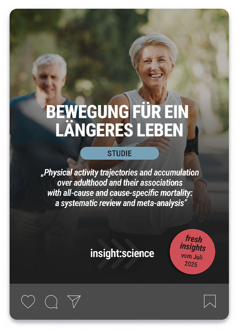 Ein Instagram-Post der Serie insight:science von Bodycult von einer Studie über die Vorzüge von Bewegung im Alter