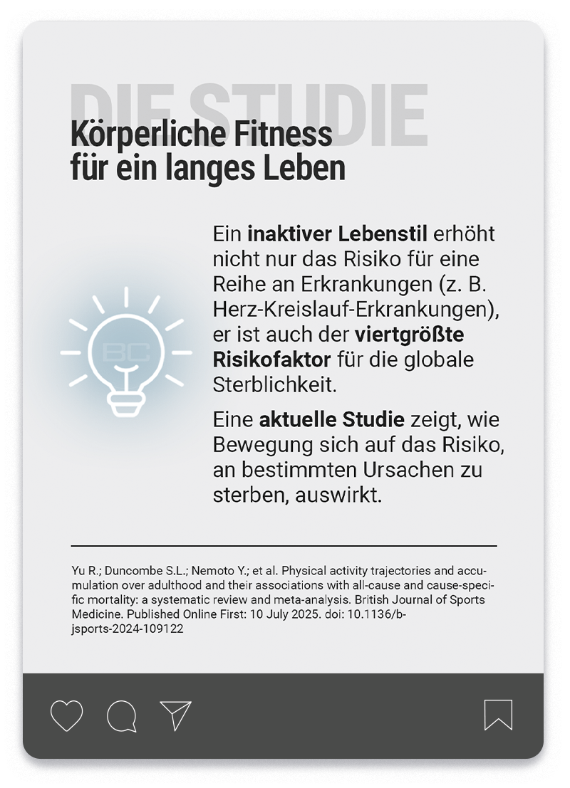 Ein Instagram-Post der Serie insight:science von Bodycult von einer Studie über die Vorzüge von Bewegung im Alter