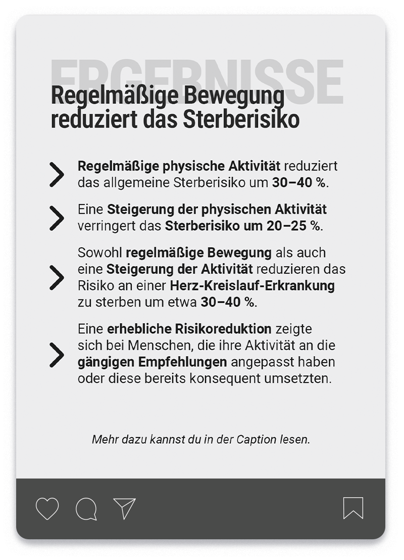 Ein Instagram-Post der Serie insight:science von Bodycult von einer Studie über die Vorzüge von Bewegung im Alter