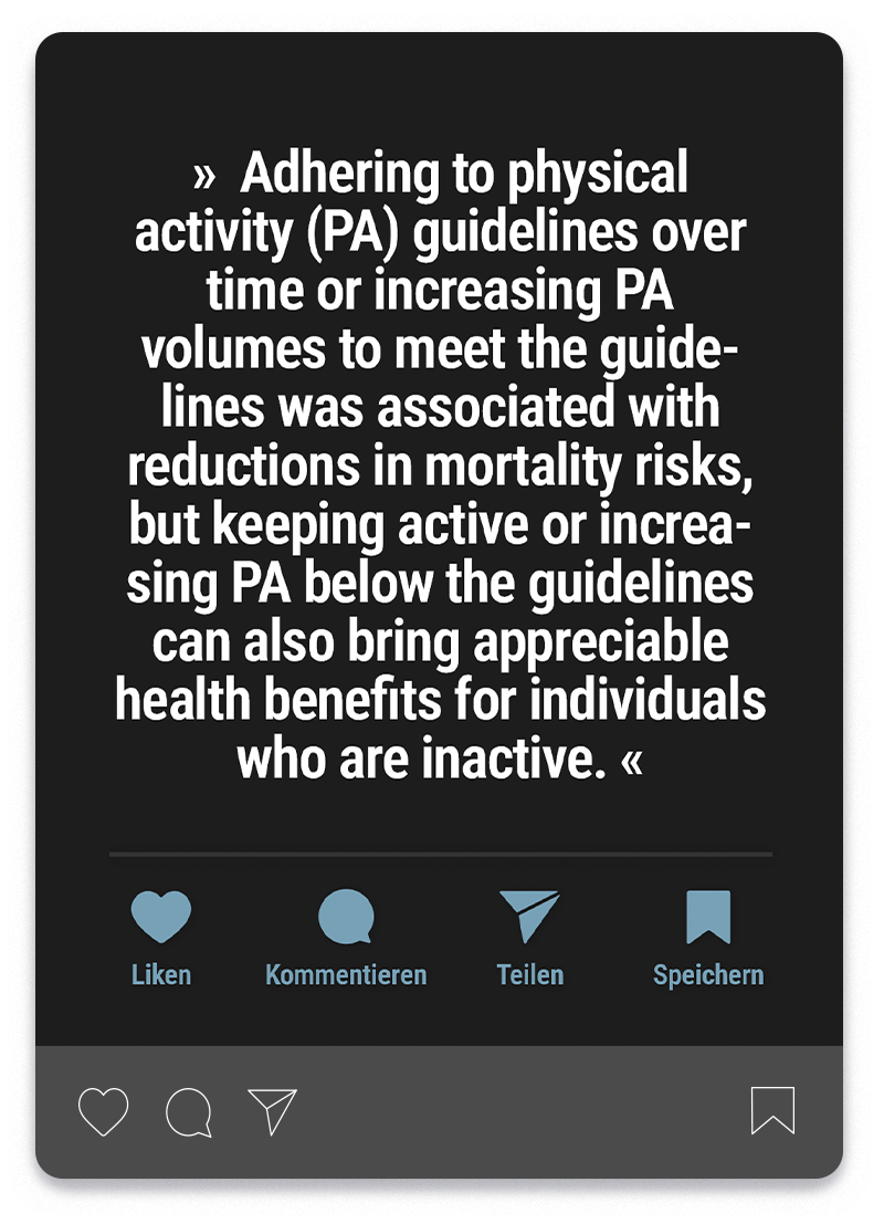 Ein Instagram-Post der Serie insight:science von Bodycult von einer Studie über die Vorzüge von Bewegung im Alter