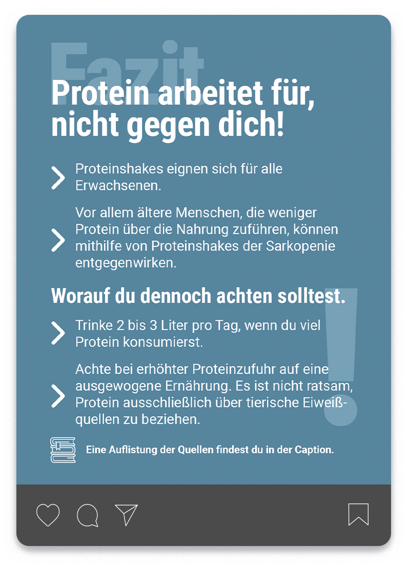 Ein Instagram-Post der Serie Mythcrusher, der 5 Mythen über Protein widerlegt