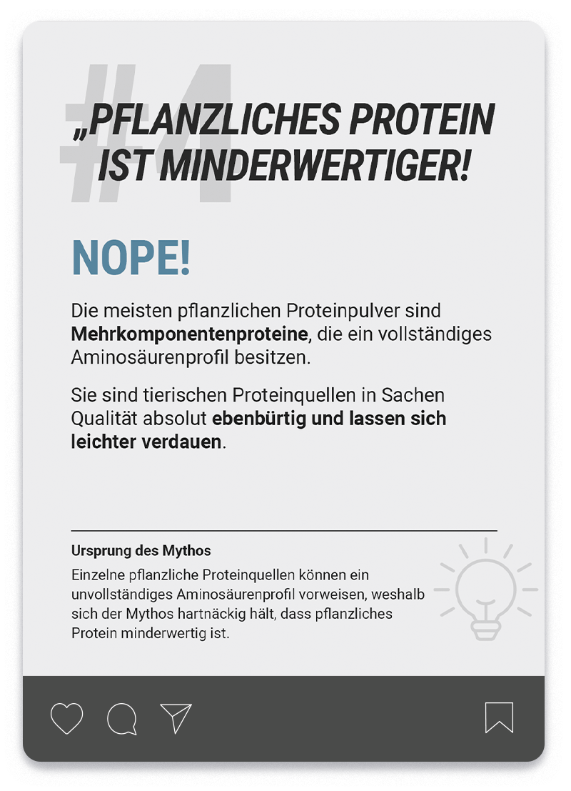 Ein Instagram-Post der Serie Mythcrusher, der 5 Mythen über Protein widerlegt