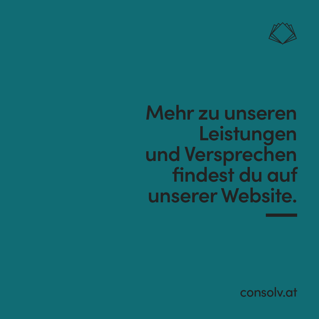 Social Media Post von Consolv mit Hinweis auf Website auf blauem Hintergrund