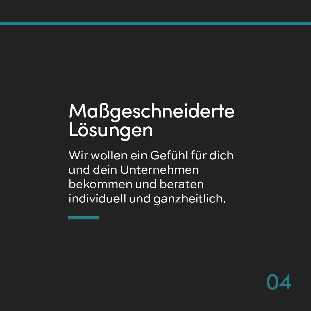 Social Media Post von Consolv auf dem der Vorteil Maßgeschneiderte Lösungen für Klienten beschrieben wird