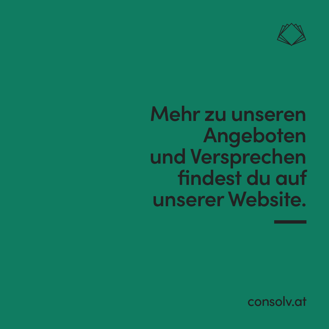 Social Media Post von Consolv mit Hinweis auf Website auf grünem Hintergrund