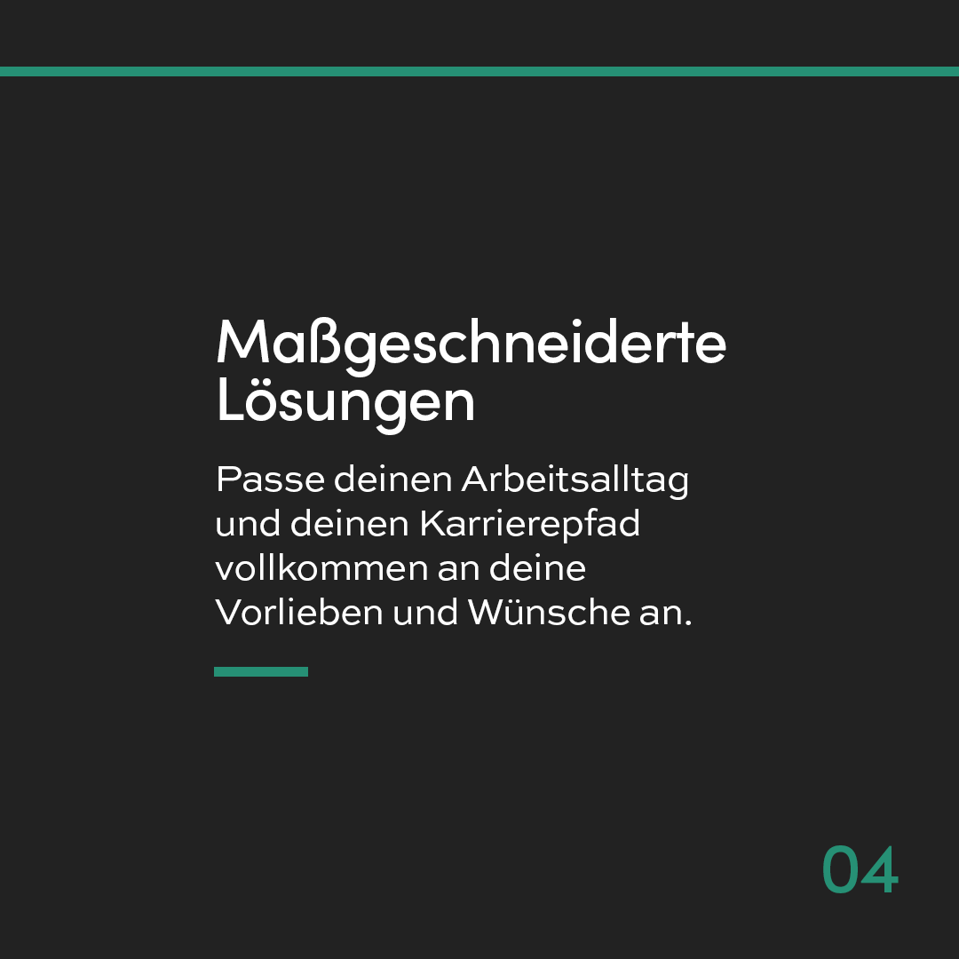 Social Media Post von Consolv auf dem der Vorteil Maßgeschneiderte Lösungen für Mitarbeiter beschrieben wird