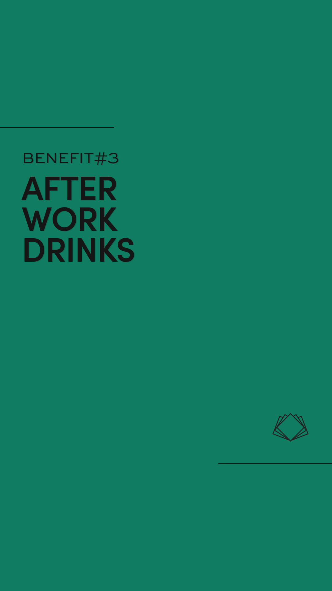 Titelbild eines Consolv-Mitarbeiter-Vorteils für Instagram - grüner Hintergrund auf dem After Work Drinks steht