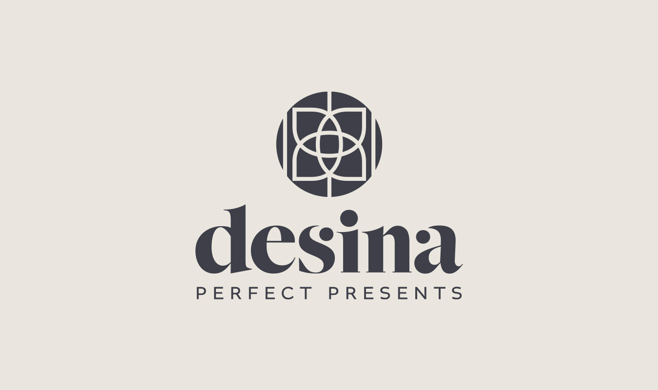 Antares Advertising - Projekt Desina - Grafik zeigt das Logo inklusive Bildmarke in blau auf beigem Hintergrund