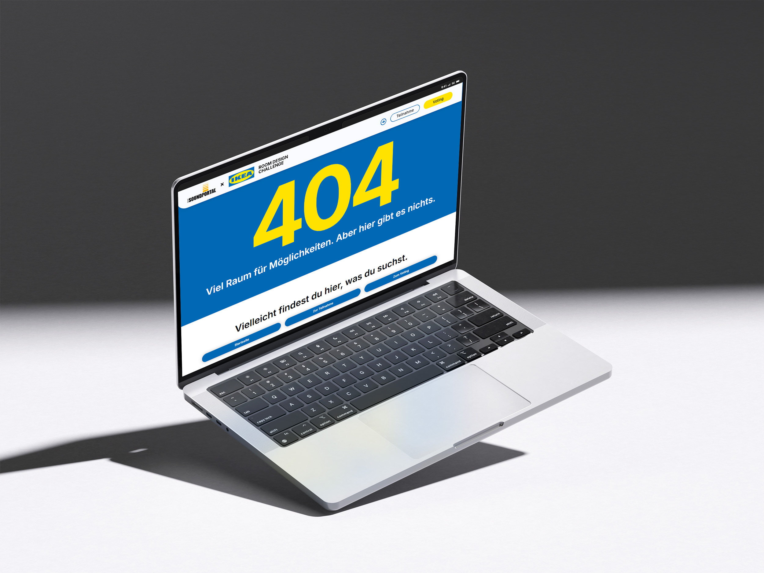 antares-advertising-referenzen-projekt-ikeaxsoundportal-mockup-laptop-auf-weisser-flaeche-zeigt-404-seite-der-landingpage